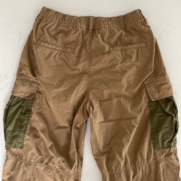 by Anthropologie Casual Hi Rise Barrel Style Cotton Cargo Pants Tan Green Sz 29 - Picture 10 of 14
